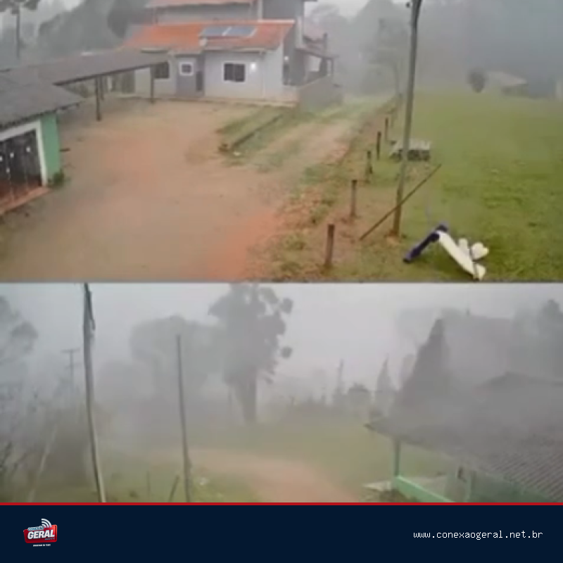 VÍDEO: Ventania e granizo destroem telhado em 45 segundos e assusta moradores na área rural de Araucária