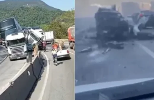Carreta com freios manipulados teria provocado grave engavetamento na BR-277; motorista é detido e duas pessoas morrem