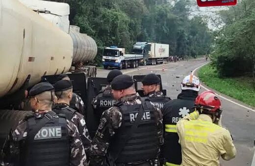 Policial militar é ferido durante confronto em saque de carga na BR-277