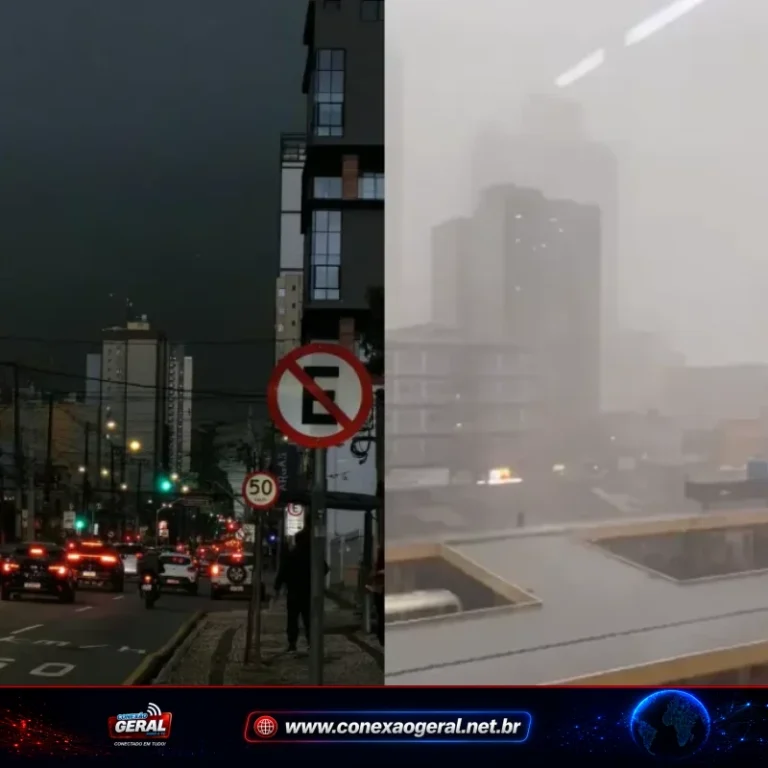 Temporal transforma tarde em noite em Curitiba, provoca granizo, alagamentos e rajadas acima de 60 km/h