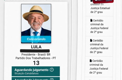 Lula registra candidatura à reeleição com 88 certidões criminais apresentadas ao TSE