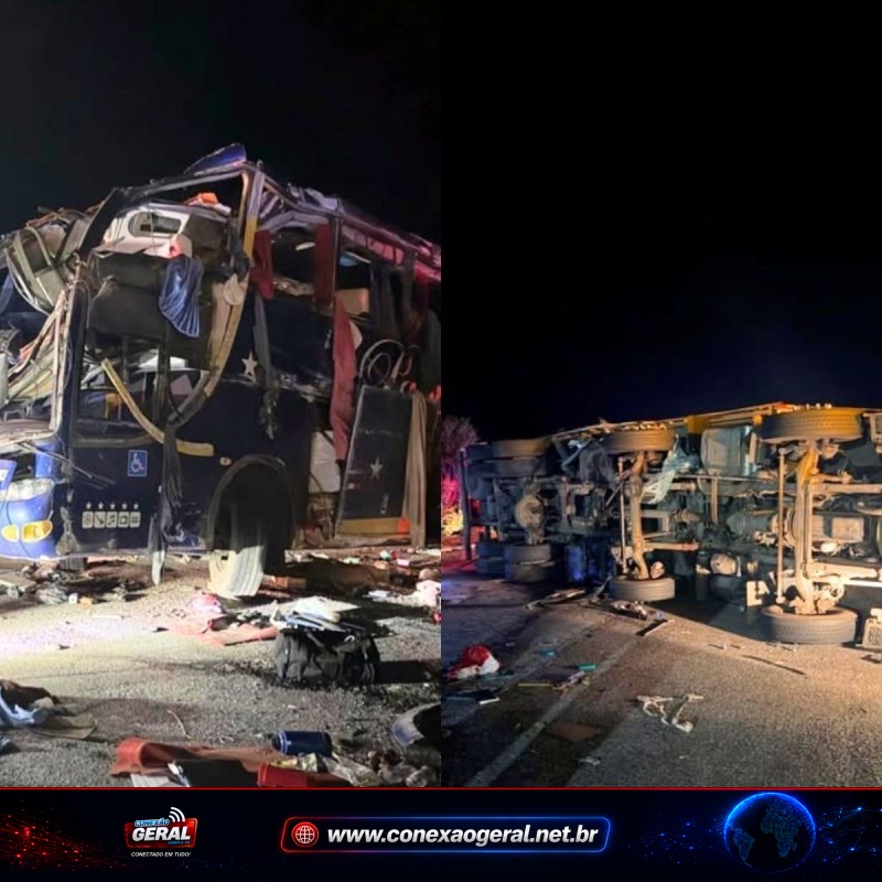 Acidente entre ônibus e carreta deixa seis mortos e dezenas de feridos na BR-116