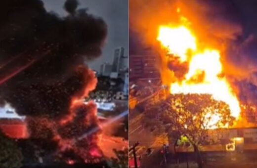 Incêndio destrói loja de pneus no Rebouças, em Curitiba