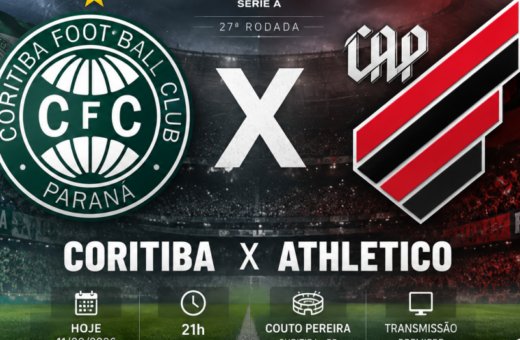 Athletiba abre a 27ª rodada nesta noite no Couto Pereira com rivais em boa fase