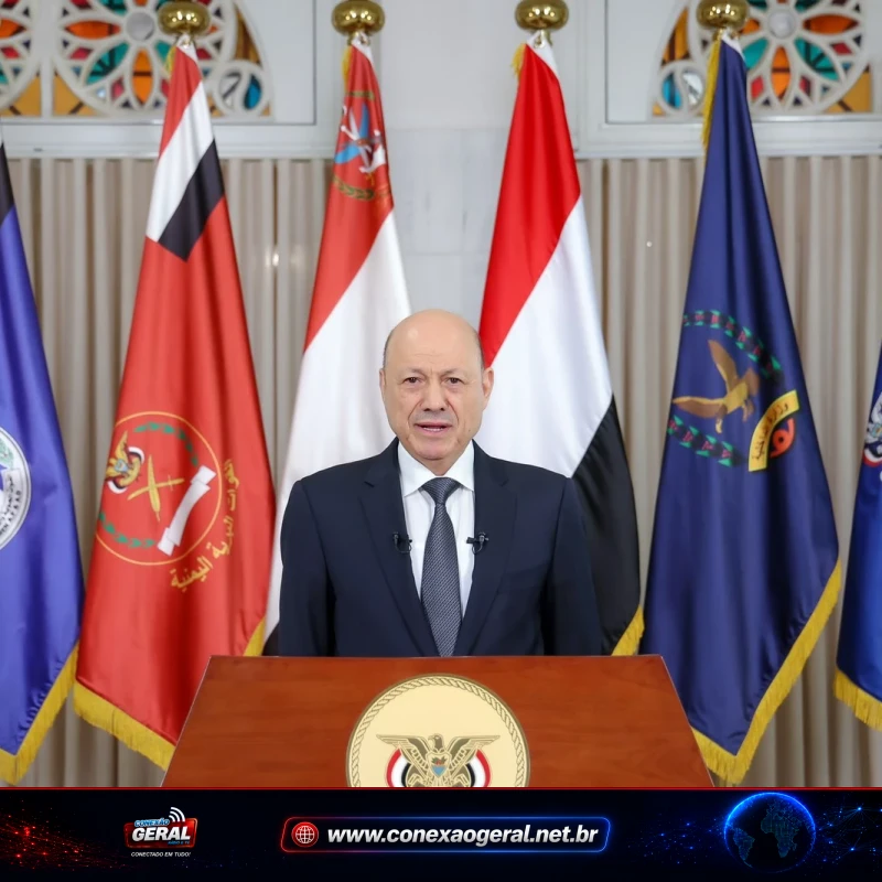 Presidente Rashad al-Alimi anuncia a operação militar do governo do Iêmen contra os houthis